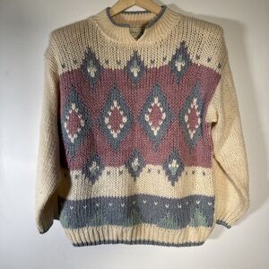 Vintage Colter Bay Hand Loomed Sweater Size L 80s Crewneck